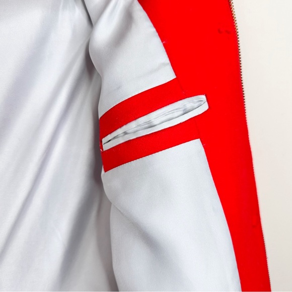 J. Crew Melton Wool Hooded Coat Red Italian SZ. 2 - Picture 9 of 13